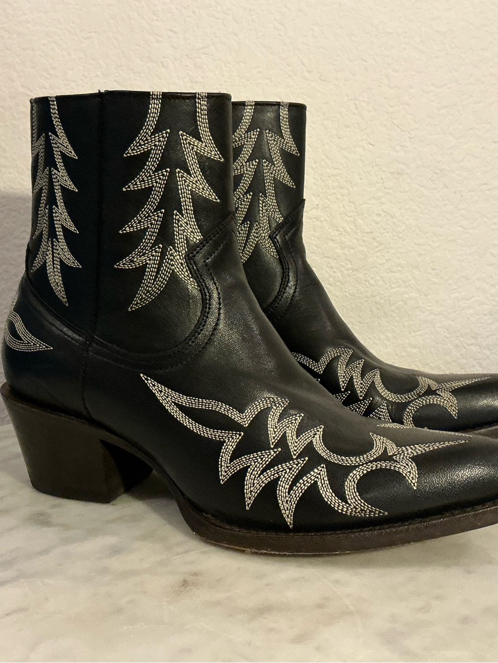 Stetson Black Ankle Western Boots with White Stitching Wm Sz 8.5 - Picture 5 of 17